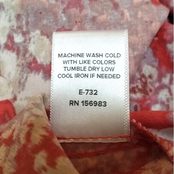 Evereve Smocked Neck Statement Blouse Size XS Kiera Coral Floral Artsy Flowy - Picture 8 of 10